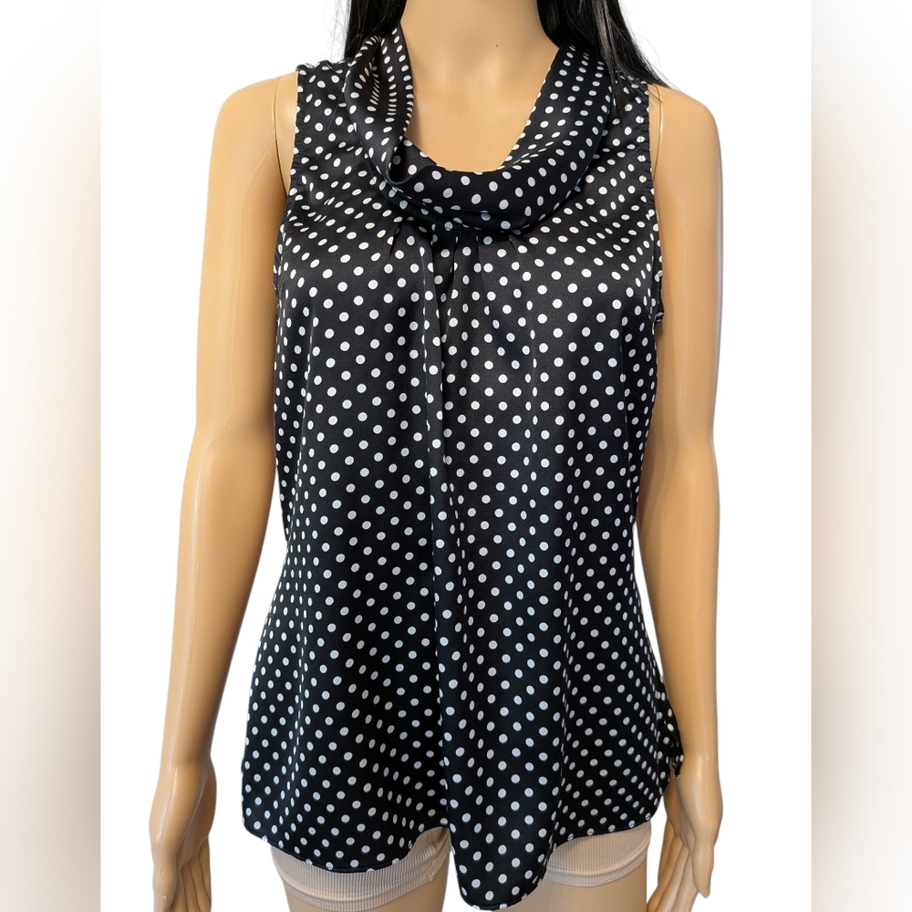 WHBM Black & White Polka Dot Sleeveless Blouse 8